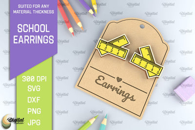 School Earrings Laser Cut. School Jewelry SVG SVG Evgenyia Guschina 