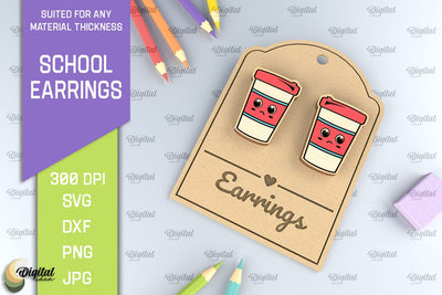 School Earrings Laser Cut. School Jewelry SVG SVG Evgenyia Guschina 