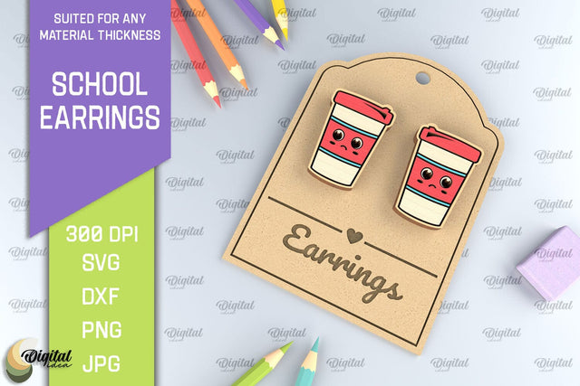 School Earrings Laser Cut. School Jewelry SVG SVG Evgenyia Guschina 