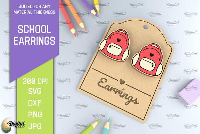 School Earrings Laser Cut. School Jewelry SVG SVG Evgenyia Guschina 