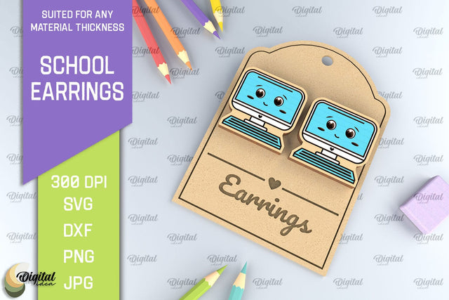 School Earrings Laser Cut. School Jewelry SVG SVG Evgenyia Guschina 