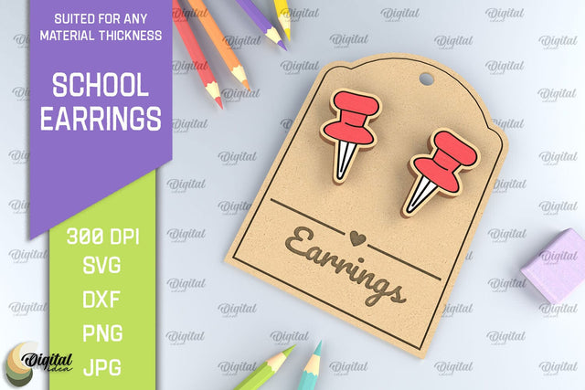 School Earrings Laser Cut. School Jewelry SVG SVG Evgenyia Guschina 