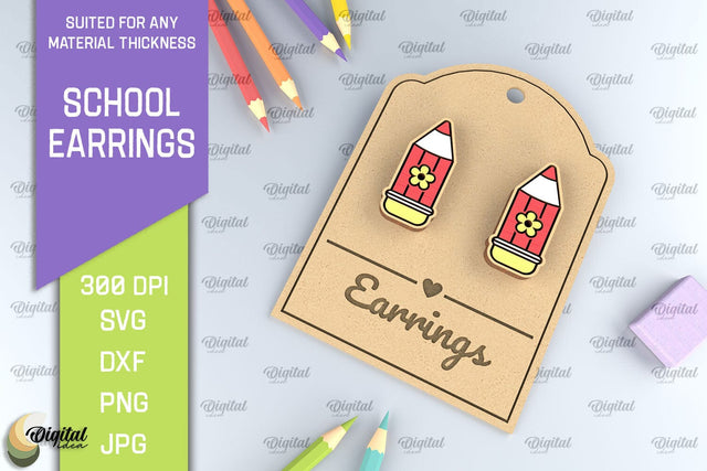 School Earrings Laser Cut. School Jewelry SVG SVG Evgenyia Guschina 