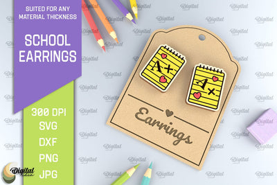 School Earrings Laser Cut. School Jewelry SVG SVG Evgenyia Guschina 