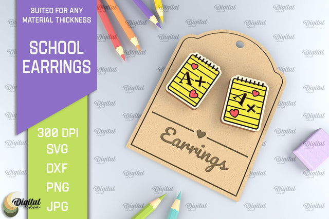 School Earrings Laser Cut. School Jewelry SVG SVG Evgenyia Guschina 