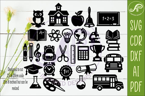 School Icons SVG Teacher Classroom Clipart bundle SVG APInspireddesigns 