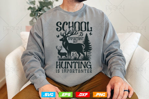 School Is Important But Hunting Is Importanter Svg Png, Fathers Day svg, Deer Hunting Svg, Hunting Gift, Deer Head Svg, Svg Files For Cricut SVG DesignDestine 