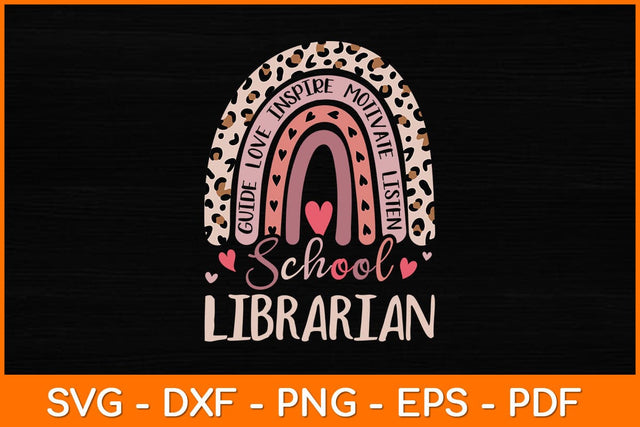 School Librarian Rainbow Leopard Print Funny Librarian Svg File SVG artprintfile 