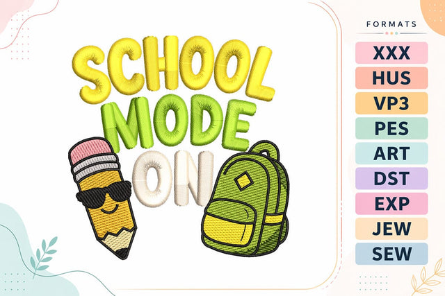 School Mode On Cool Pencil Embroidery Embroidery/Applique DESIGNS sg embroidery 