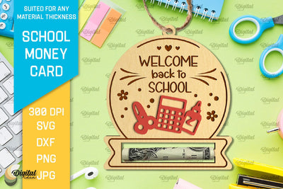 School Money Card SVG. School Money Holder Laser Cut SVG Evgenyia Guschina 