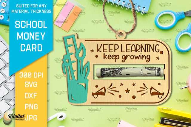 School Money Card SVG. School Money Holder Laser Cut SVG Evgenyia Guschina 