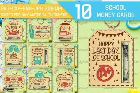 School Money Cards SVG Bundle. School Money Holders Laser Cut SVG Evgenyia Guschina 