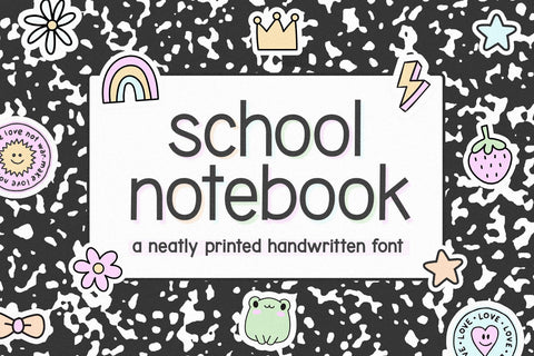 School Notebook - Cute Handwriting Font Font KA Designs 