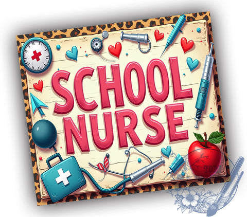 School Nurse Tumbler, Nursing Gift, Sublimation Design, 20oz Tumbler, Teacher Gift, Healthcare Worker, Personalized Tumbler, Nurse Appreciation Sublimation ToriDesigns 