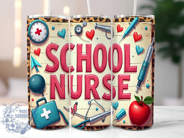 School Nurse Tumbler, Nursing Gift, Sublimation Design, 20oz Tumbler, Teacher Gift, Healthcare Worker, Personalized Tumbler, Nurse Appreciation Sublimation ToriDesigns 