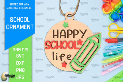 School Ornament Laser Cut. Teacher Ornament SVG SVG Evgenyia Guschina 