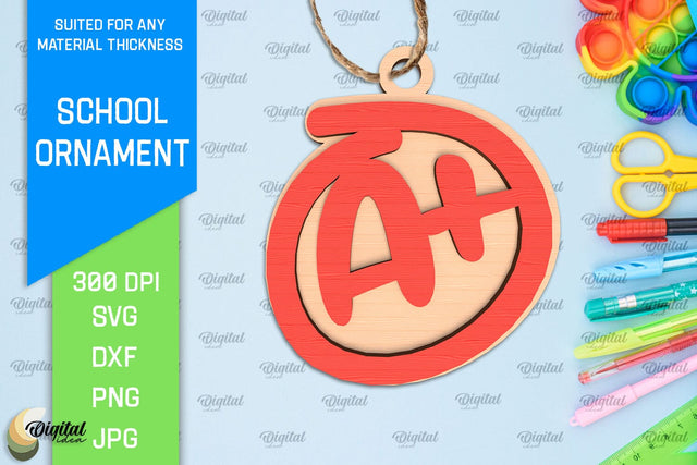 School Ornament Laser Cut. Teacher Ornament SVG SVG Evgenyia Guschina 