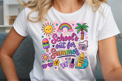 School out Summer Cute Doodle PNG Sublimation designartist 