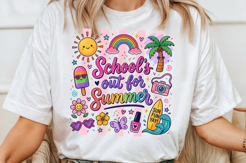 School out Summer Cute Doodle PNG Sublimation designartist 