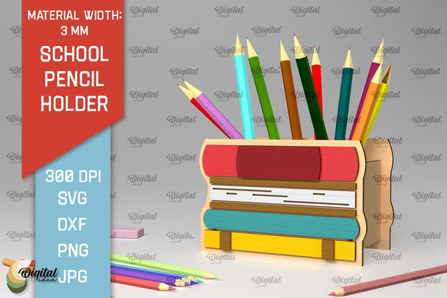 School Pencil Holder Laser Cut. Pen Holders SVG Design SVG Evgenyia Guschina 