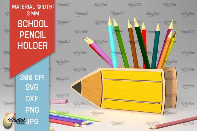School Pencil Holder Laser Cut. Pen Holders SVG Design SVG Evgenyia Guschina 