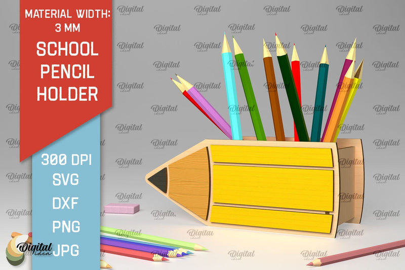 School Pencil Holder Laser Cut. Pen Holders SVG Design SVG Evgenyia Guschina 