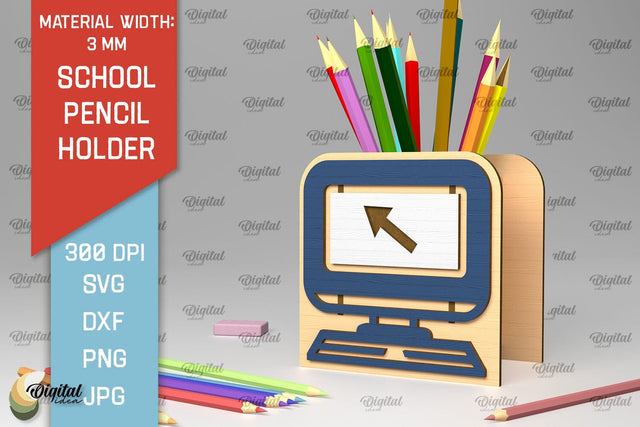 School Pencil Holder Laser Cut. Pen Holders SVG Design SVG Evgenyia Guschina 