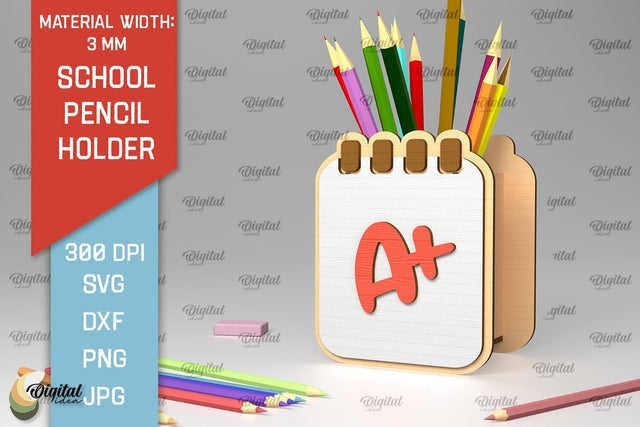 School Pencil Holder Laser Cut. Pen Holders SVG Design SVG Evgenyia Guschina 