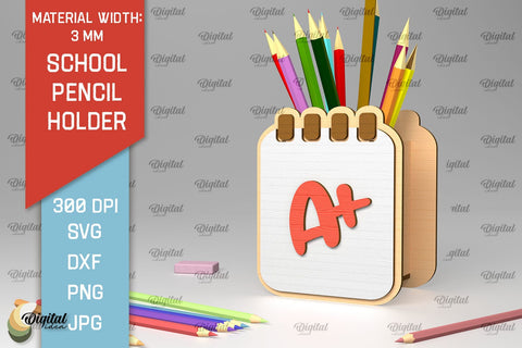 School Pencil Holder Laser Cut. Pen Holders SVG Design SVG Evgenyia Guschina 