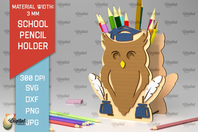 School Pencil Holder Laser Cut. Pen Holders SVG Design SVG Evgenyia Guschina 