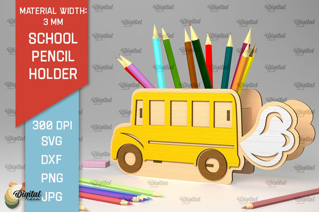 School Pencil Holder Laser Cut. Pen Holders SVG Design SVG Evgenyia Guschina 