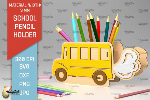 School Pencil Holder Laser Cut. Pen Holders SVG Design SVG Evgenyia Guschina 
