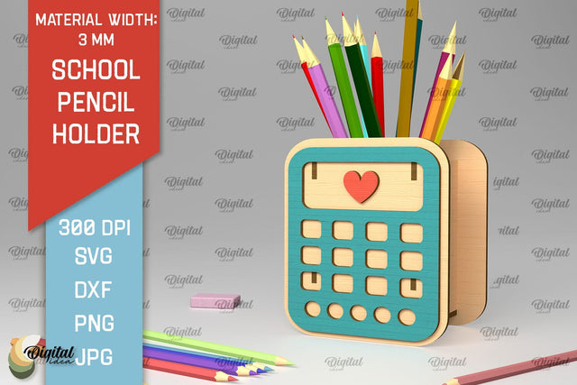 School Pencil Holder Laser Cut. Pen Holders SVG Design SVG Evgenyia Guschina 