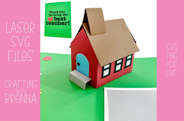 School Pop Up Card Laser SVG File SVG Crafting With Brenna 