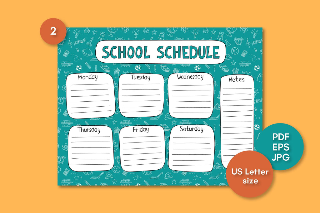 School Schedule Template PDF | Printable US Letter Worksheet for ...