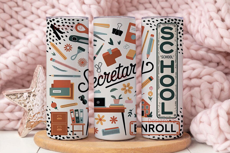 School Secretary 20oz Tumbler Wrap Sublimation DesignSVG 