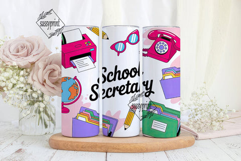 School Secretary 20oz Tumbler Wrap Sublimation sassyprint 