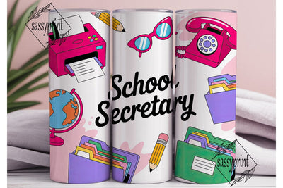 School Secretary 20oz Tumbler Wrap Sublimation sassyprint 