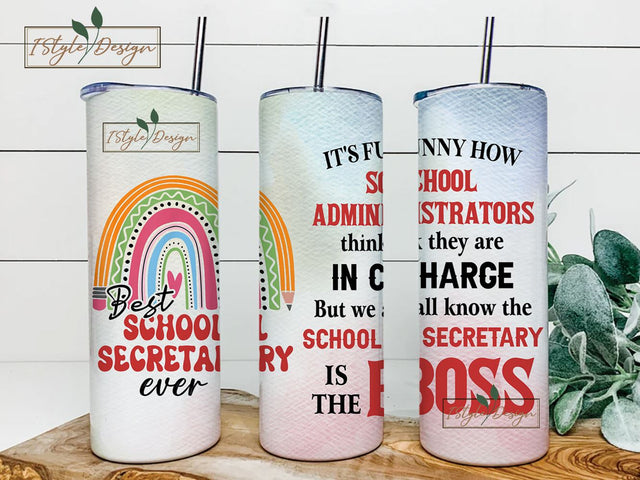 School Secretary Tumbler Stainless Steel 20oz Funny School Secretary Gifts Bulk For Birthday Christmas, School Secretary Appreciation Sublimation iStyleDesign 