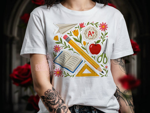 School Supplies Fun T-Shirt PNG, School Supplies, Classroom Fun, Back To School, Teacher Life, Sublimation PNG, Statement Shirt, Student Style Sublimation SvggirlplusArt 