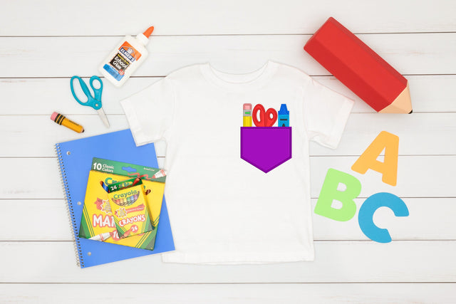 School Supplies in Pocket Applique Embroidery Embroidery/Applique DESIGNS Designed by Geeks 