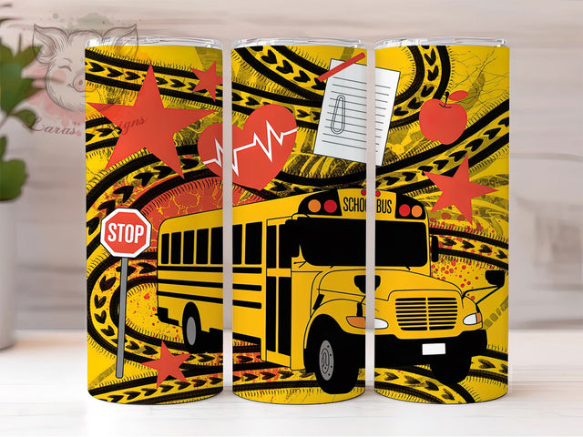 School Transport Driver Tumbler Wrap, School Transport, Bus Stop Design, Transportation Worker, School Employee, Yellow Bus, Education Staff Sublimation Lara' s Designs 