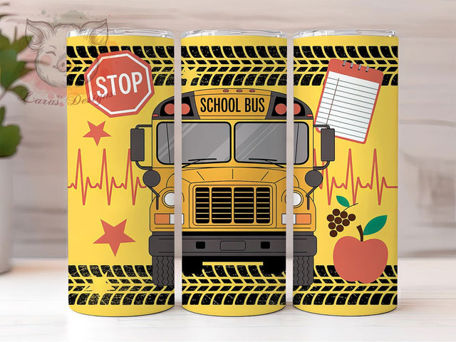 School Transport Driver Tumbler Wrap, School Transport, Bus Stop Design, Transportation Worker, School Employee, Yellow Bus, Education Staff Sublimation Lara' s Designs 