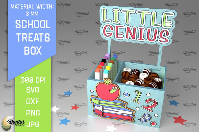 School Treats Box SVG. 3D School Gift Box Laser Cut SVG Evgenyia Guschina 
