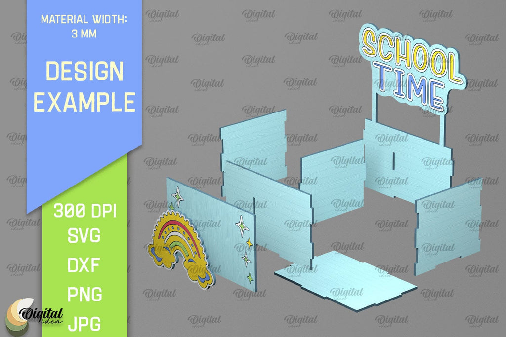 Scool Box Svg School Treats Box SVG. 3D School Gift Box Laser Cut - So Fontsy