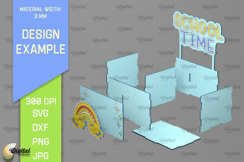 School Treats Box SVG. 3D School Gift Box Laser Cut SVG Evgenyia Guschina 