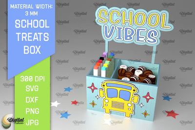 School Treats Box SVG. 3D School Gift Box Laser Cut SVG Evgenyia Guschina 
