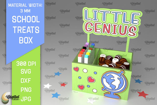 School Treats Box SVG. 3D School Gift Box Laser Cut SVG Evgenyia Guschina 