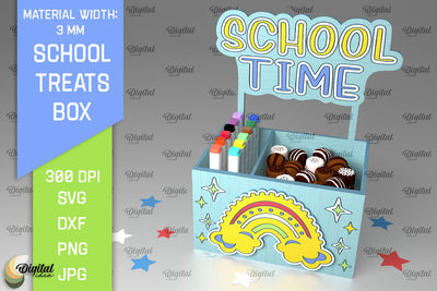 School Treats Box SVG. 3D School Gift Box Laser Cut SVG Evgenyia Guschina 