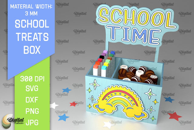 School Treats Box SVG. 3D School Gift Box Laser Cut SVG Evgenyia Guschina 